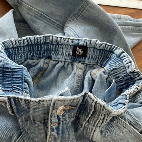 SIMPLE SOCIETY CARGO STRAIGHT SUPER HIGH RISE 5/27 BLUE ELASTIC WAISTBAND - Picture 15 of 15